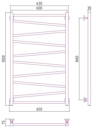 Полотенцесушитель водяной Сирокко 1000х600 (Матовое ЗОЛОТО)