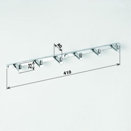Планка OMEGA с 6 крючками,хром,410*25*40мм, артикул 104606112