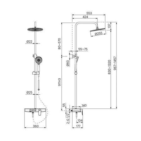 Смеситель для ванны с верхним душем IDDIS Shelfy (SHESB3Bi06), артикул SHESB3Bi06