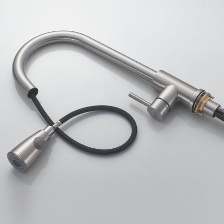 Смеситель для кухни с выдвижным изливом Raffine F213L, сатин