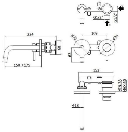 Смеситель для раковины Paffoni Stick SK101CR70 (с внутренней частью) хром, артикул SK101CR70