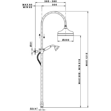 Nicolazzi Doccia Душевая стойка с верхним душем Ø 20см, переключателем и ручным душем, цвет: золото
