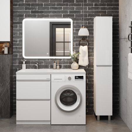 Тумба Onika Милтон 58 напольная под стиральную машину, белая (ум. Kamilla 120/Марсал 120)