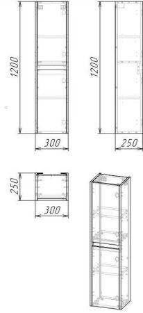 Шкаф-пенал подвесной "Эвита 30", универсальный, темно-серый, артикул SP-00001058