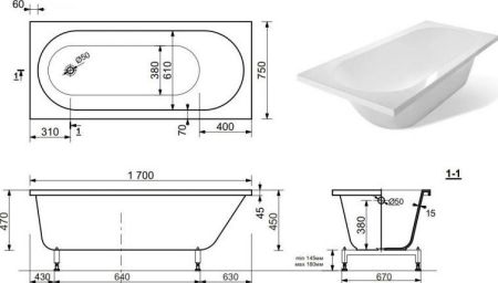 Ванна из искусственного мрамора Aquanet Lotos Stone 170x75, артикул AQ-00332891
