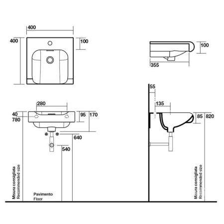 KERASAN Inka Project База INKA 40см подвесная,  цвет белый глянцевый, артикул 911001