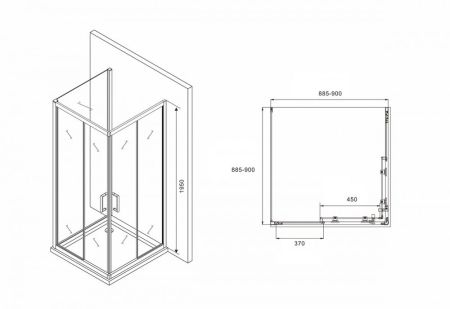 Душевой уголок ABBER Schwarzer Diamant AG02090B-S90B