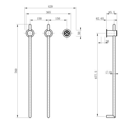 Полотенцесушитель электрический встраиваемый WONZON & WOGHAND LEIPZIG, Брашированное золото (WW-AL3621-BG)
