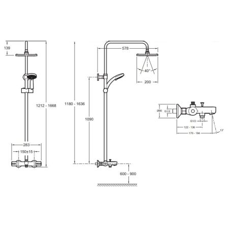 Душевая система JACOB DELAFON JULY E78192-CP (хром, металл/пластик, 160-см, квадратная), шт