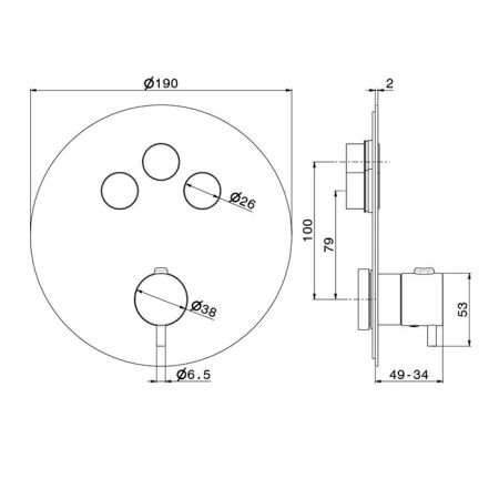 Newform X-STEEL 316 Наружная часть для термостатического смесителя, на 3 источника, переключение - кнопки (для 27752) цвет: PVD Brushed copper bronze, артикул 70427EX.59.067