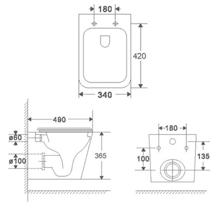 Унитаз подвесной Terminus Ватикан (Торнадо 3.0) 03W49x34W, белый