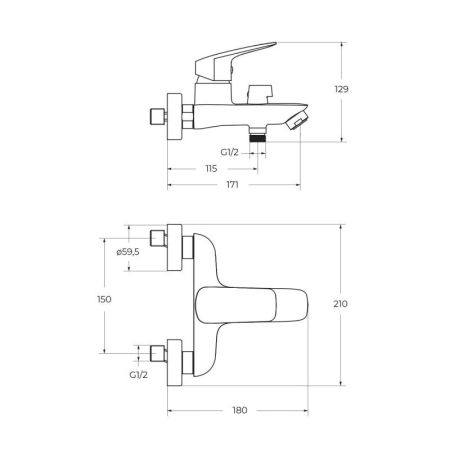 DUE Комплект смесителей для ванной - смеситель для ванны и смеситель для раковины, артикул DUE-VASM/LVM-CRM