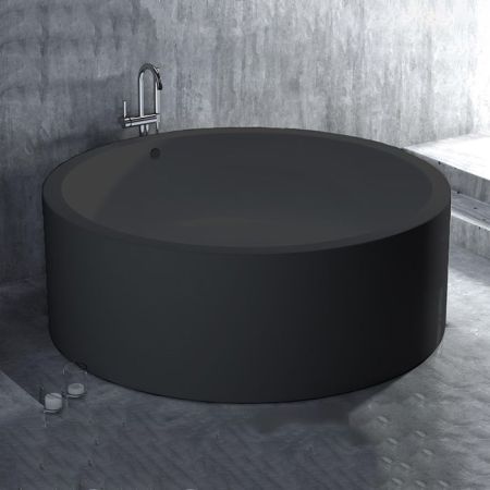 Salini Isola Ванна отдельностоящая 2000x2000x710 мм со встроенным сливом-переливом, каркасом: RAL9011 черный глянцевый, артикул 101111GRF RAL9011