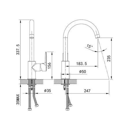 Смеситель для кухни черный IDDIS Cuba (CU5BLJ0i05), артикул CU5BLJ0i05