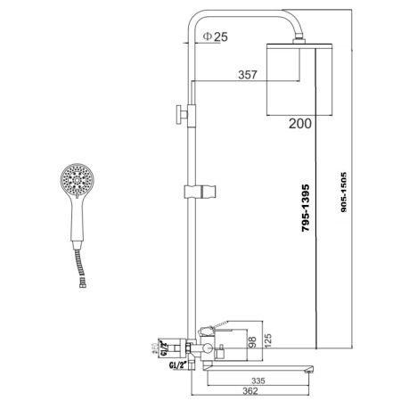 Душевая система Fmark FS8345-35, сатин, артикул FS8345-35