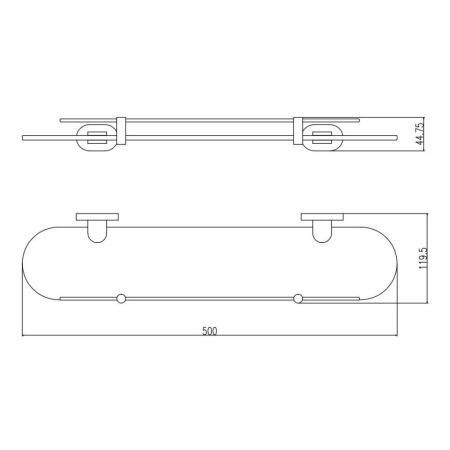 Полка стеклянная Rav Slezak YUKON YUA0900/50CMAT, черный, артикул YUA0900/50CMAT