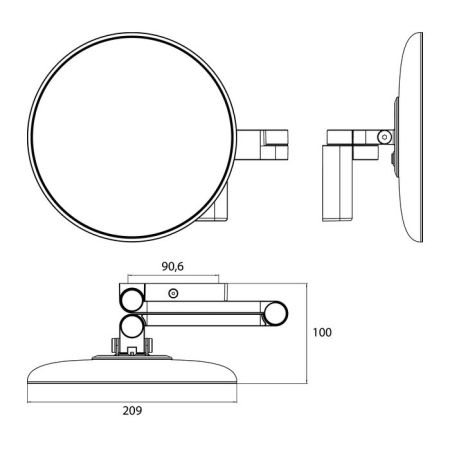 Emco Evo Косметическое зеркало, LED, Ø209mm, 2-колено, 5x увелич., цвет черный, артикул 1095 133 30