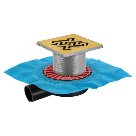 Трап BERGES водосток ZENTRUM Antik 150х150, бронза, выпуск D50 H65 боковой, артикул 094365