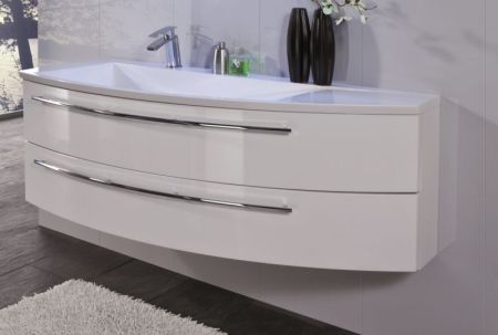 Puris Crescendo, тумба под раковину 1400 мм правая, цвет белый высокоглянцевый, артикул WUA361409R(722/161)