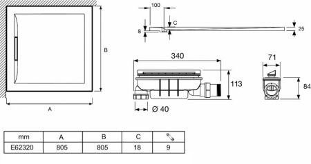 E62320-00 Душевой поддон Flight Pure 80x80, артикул E62320-00