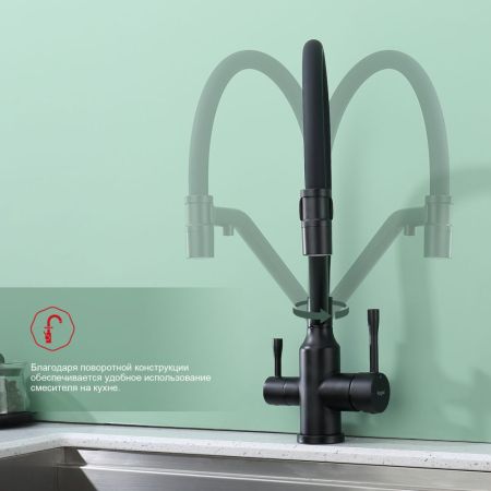 Смеситель для кухни с подключением фильтра Raglo R81.62.06, черный
