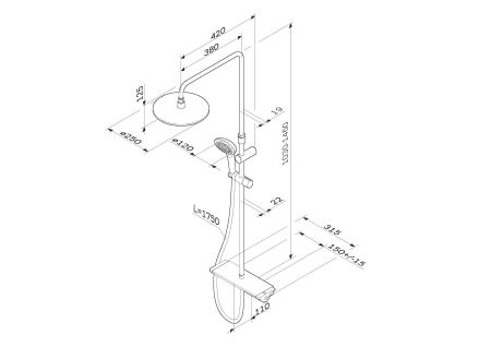 F0770A400 Spirit V2.0 душ.система, набор: смеситель д/душа с термостатом, верхн. душ d 250 мм, ручн.