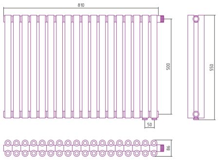 Отопительный радиатор ЭСТЕТ-00 н/ж EU50 500х810 / 18 сек (БЕЛЫЙ), артикул 12-0322-5018