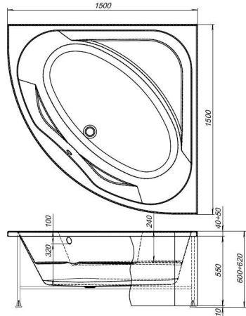Фронтальный экран Aquanet Vista 150, артикул 00254383