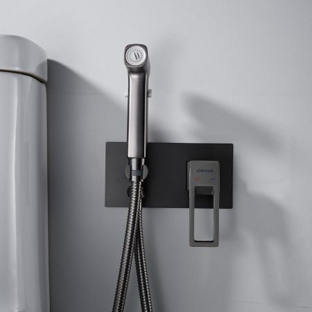 Гигиенический душ со смесителем Shevanik S6805T, оружейная сталь