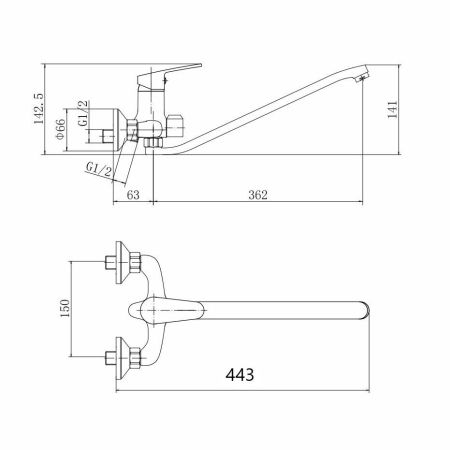 Смеситель для ванны FASHUN A2216, хром