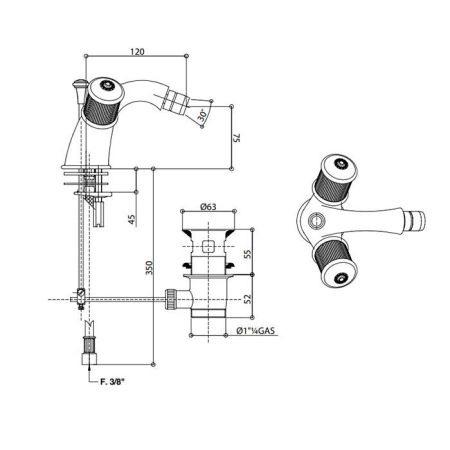 BONGIO IMPERO Смеситель для биде на 1 отверстие, хром, артикул 06522CR00