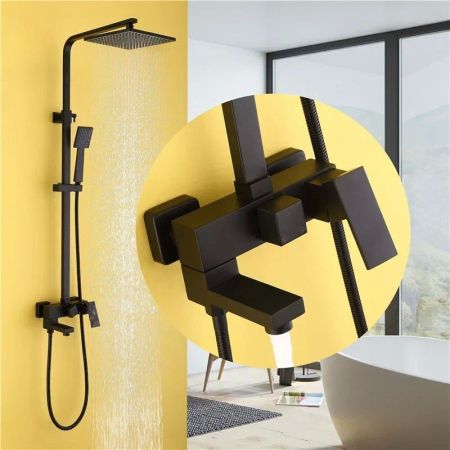 Душевая стойка ABBER Daheim AF8216B с изливом, черная матовая, артикул AF8216B