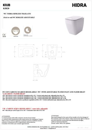 Hidra Kiub, напольный безободковый унитаз c крепежом, 54x36,5 см, цвет белый матовый, артикул KIR20/006
