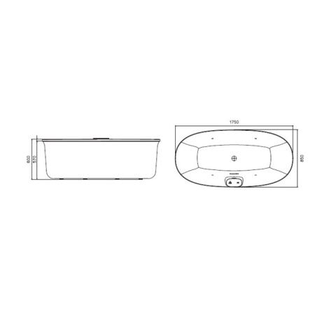 Jacuzzi Arga  Ванна 175x85x57 см отдельностоящая, Swirlpool Illumatherapy™4 форсунки, подсветка Rainbow, цвет белый глянцевый