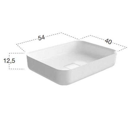 ANTONIO LUPI BOLO Раковина 540х400х125 мм., для установки на столешницу, (с самотечным донным клапаном цвета хром), Flumood, цвет белый