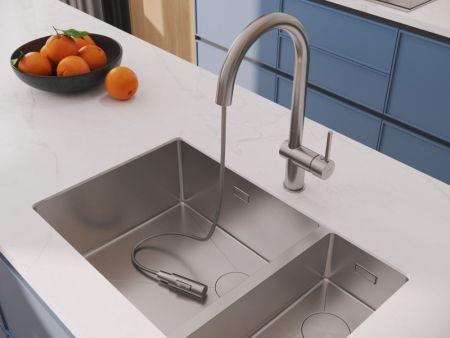 Смеситель для кухни Cersanit BRASKO однорычажный с выдвижным изливом сатин (68226), артикул 68226