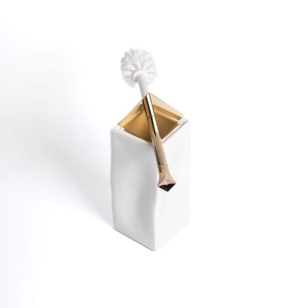 Stil Haus Prisma, напольный керамический ёрш, цвет золото - белая керамика, артикул PR796(16-BI)