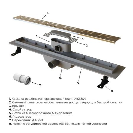 Душевой лоток Drain Leo-10 (800), артикул 60211080-01