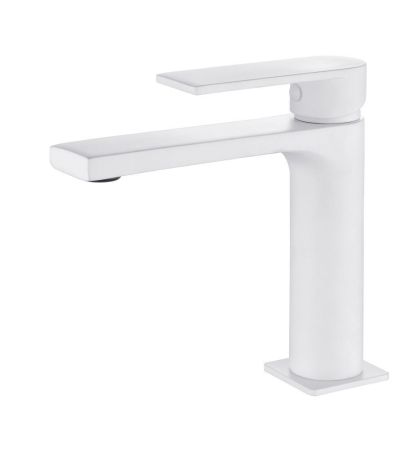 AQG Alpha, однорычажный смеситель для раковины без донного клапана, цвет белый матовый, артикул 01ALP100BL