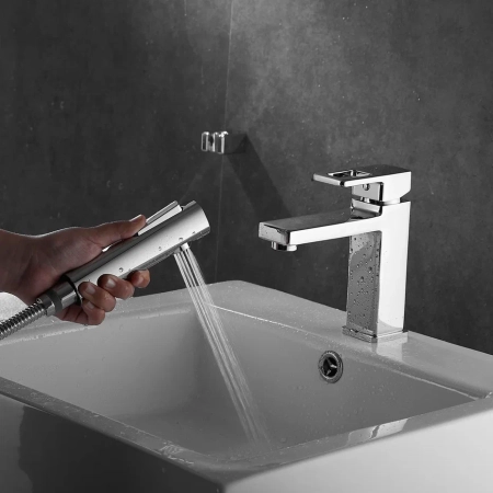 Смеситель для раковины с гигиеническим душем Shevanik S8271, хром, артикул S8271