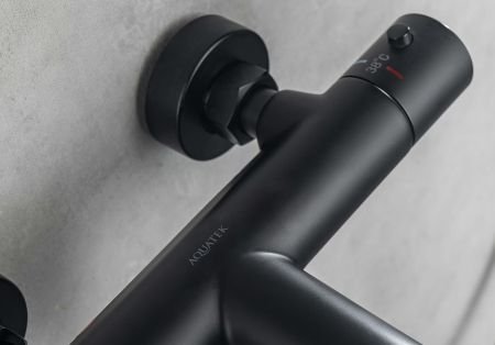 Термостатический смеситель для ванны AQUATEK, матовый черный AQ1043MB, артикул AQ1043MB