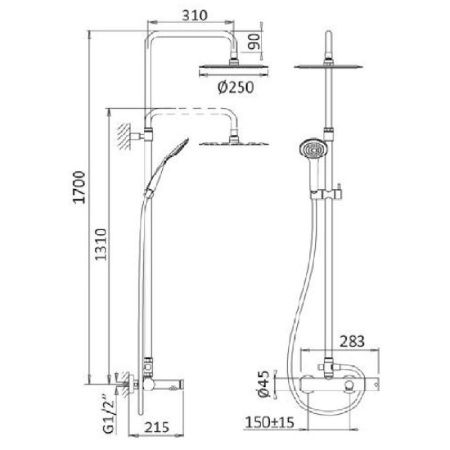 Душевая система Cezares Articoli Vari CZR-B-CVD Хром