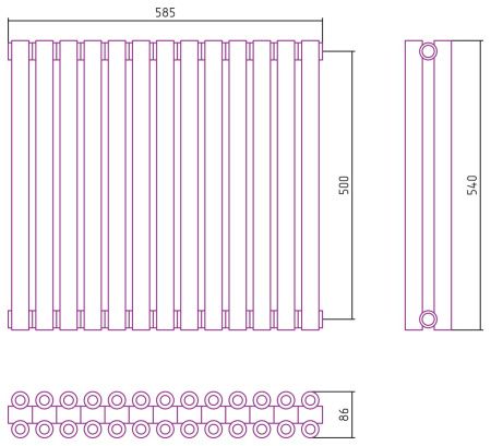 Отопительный радиатор ЭСТЕТ-00 н/ж 500х585 / 13 сек (МУАР Темный Титан)