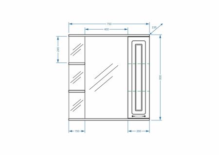 Зеркало-шкаф "Кармела 75/С", ольха белая