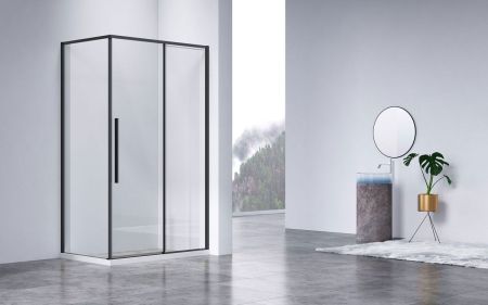 Душевой уголок Slim-N VSR-4SN9011CLB, 1100*900, черный, стекло прозрачное, артикул VSR-4SN9011CLB