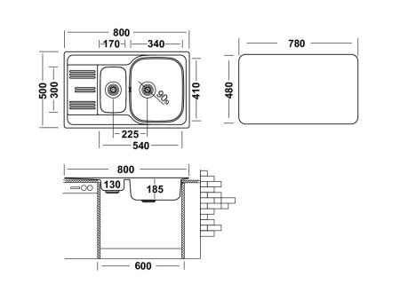 Кухонная мойка UKINOX Гранд GRL800.500 15GT8K -O, 50*80, артикул GRL800.500 15GT8K -O