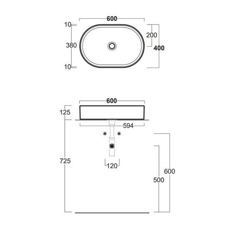SIMAS Folio Раковина овальная накладная 60x40x13 см, без отв под смеситель,цвет белый, артикул FO02bi