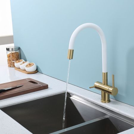 Смеситель для кухни с подключением фильтра Splenka S70.64.03, золотой сатин, артикул S70.64.03