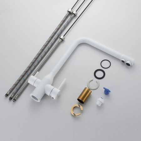 Смеситель для кухни с подключением фильтра Shevanik S248C, белый