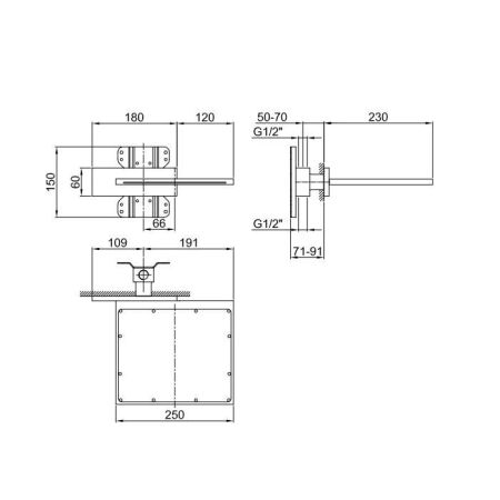 Fantini Milano Верхний душ с функцией водопада, нерж. сталь, цвет: матовая натуральная сталь, артикул 86 93 8043B